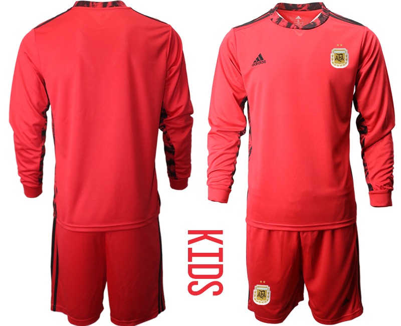 Youth 2020-2021 Season National team Argentina goalkeeper Long sleeve red Soccer Jersey